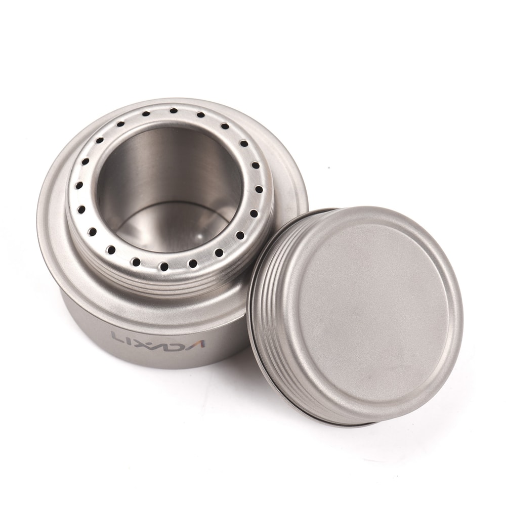 Lightweight Titanium Backpacking Stove with Alcohol Burner for Camping