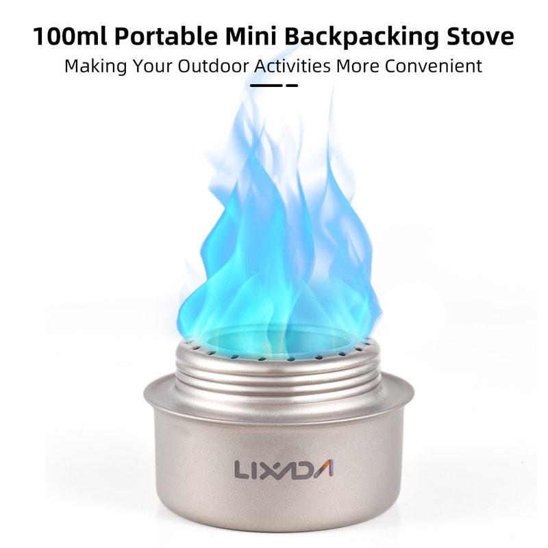 Lightweight Titanium Backpacking Stove with Alcohol Burner for Camping