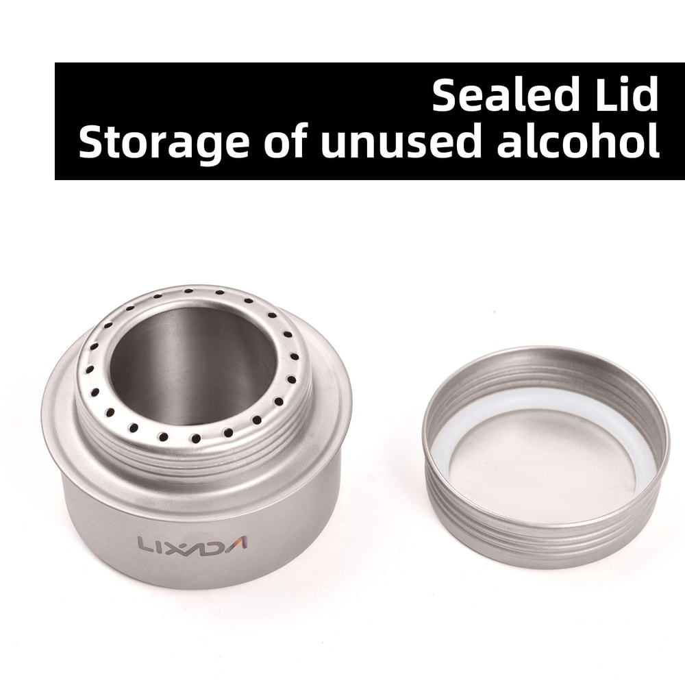Lightweight Titanium Backpacking Stove with Alcohol Burner for Camping