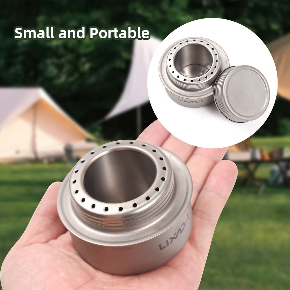 Lightweight Titanium Backpacking Stove with Alcohol Burner for Camping
