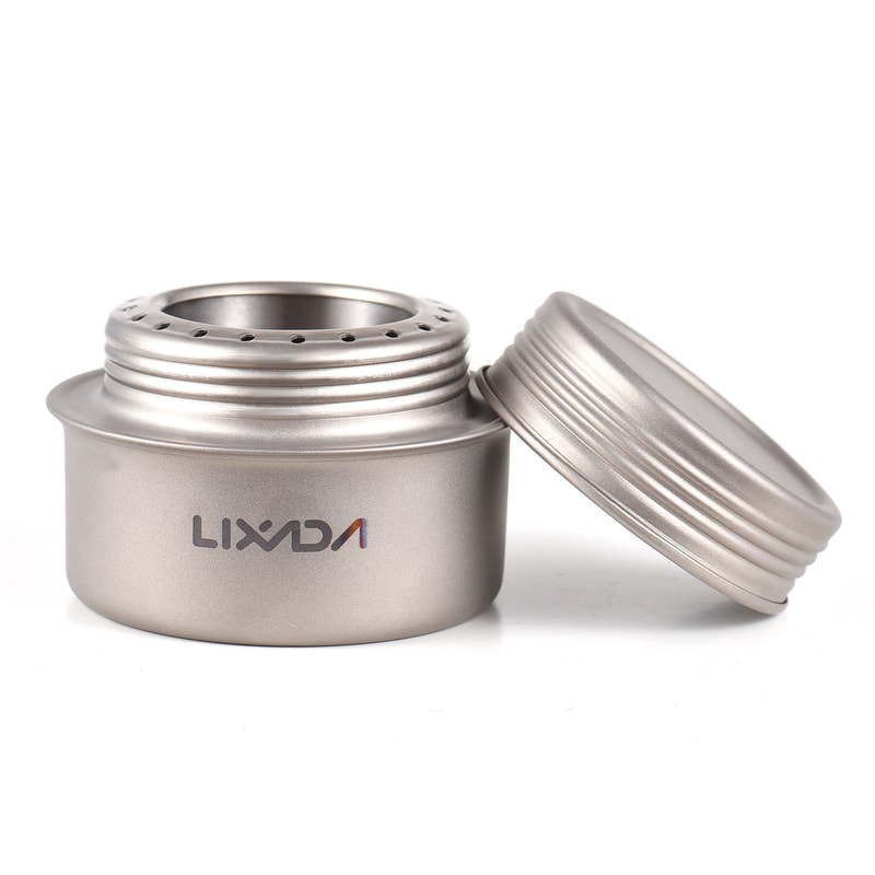 Lightweight Titanium Backpacking Stove with Alcohol Burner for Camping