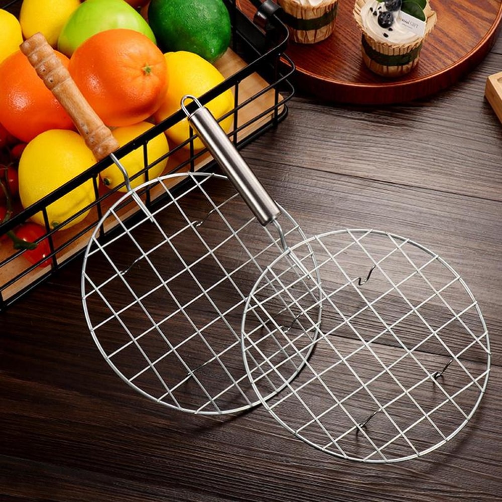 Stainless Steel Wire Roaster With Handle For BBQ Camping 0