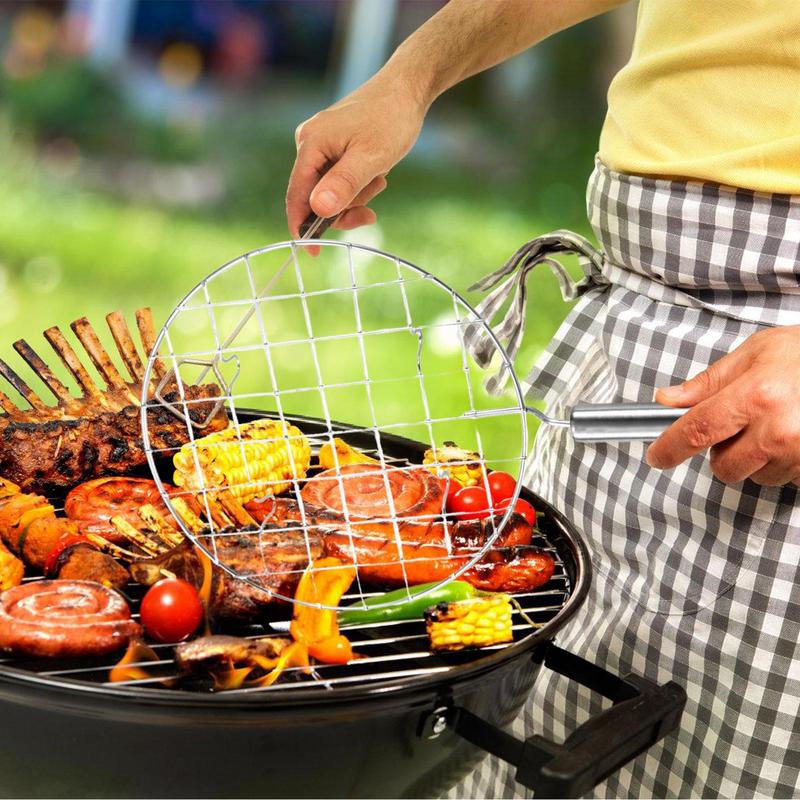 Stainless Steel Wire Roaster With Handle For BBQ Camping 2