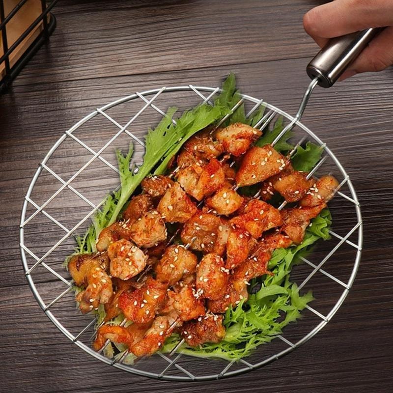 Stainless Steel Wire Roaster With Handle For BBQ Camping 4