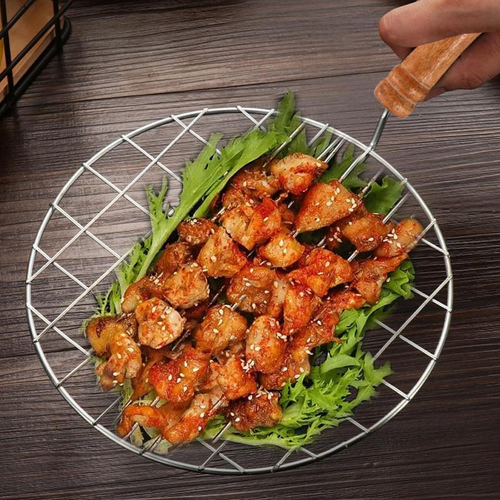 Stainless Steel Wire Roaster With Handle For BBQ Camping 6