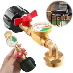 propane refill adapter with valve & pressure gauge for tanks