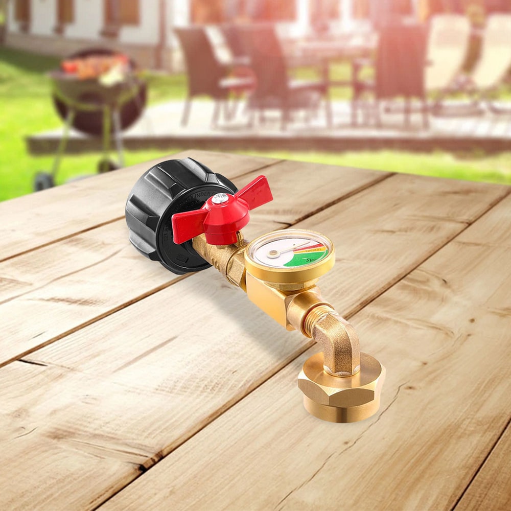 Propane Refill Adapter With Valve Pressure Gauge For Tanks 1