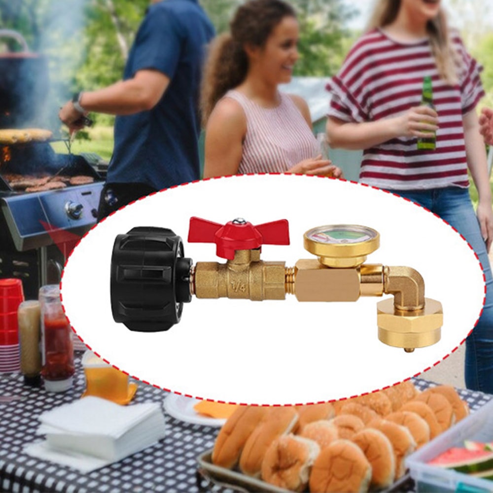 Propane Refill Adapter With Valve Pressure Gauge For Tanks 2