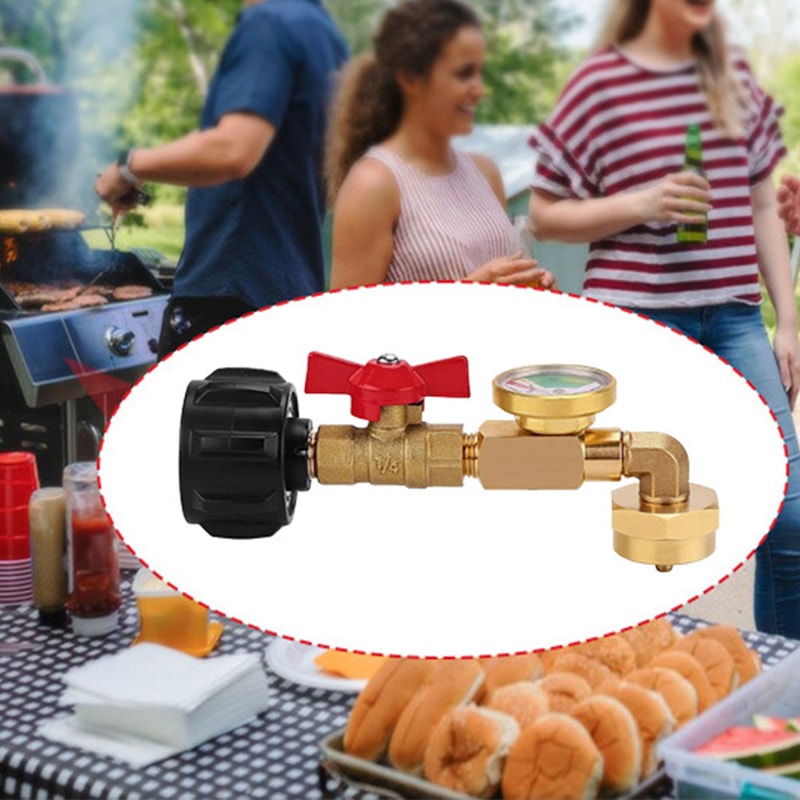 Propane Refill Adapter With Valve Pressure Gauge For Tanks 2