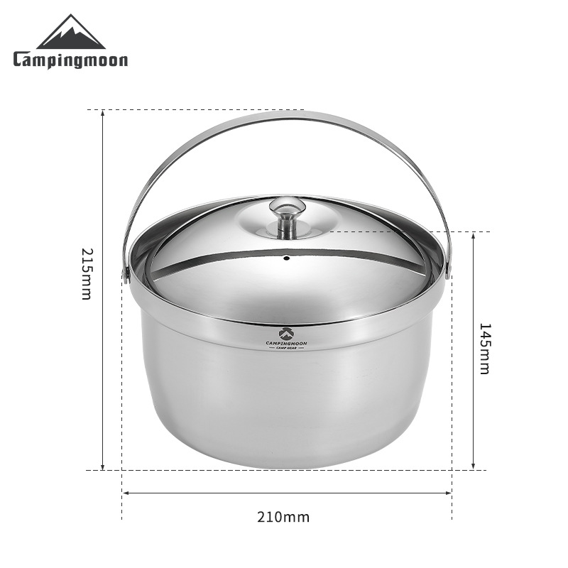 Thickened Stainless Steel Camping Pot Portable Outdoor Cooking Pot For Stew Rice 4