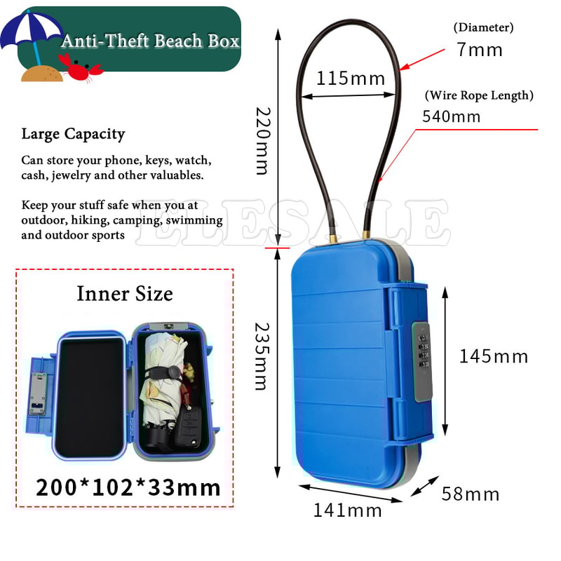 Portable Beach Sports Security Safe Box With Digit Lock 2
