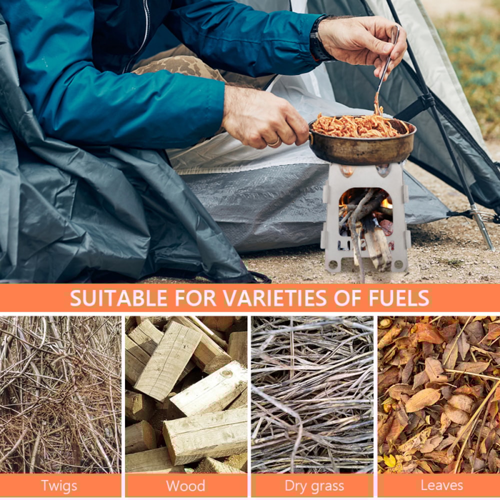 Titanium Ultralight Wood Stove Portable Camping Stove For Hiking Fishing 5