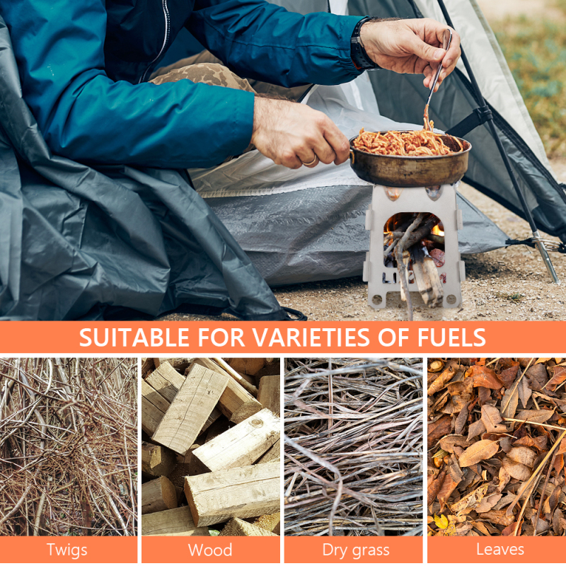 Titanium Ultralight Wood Stove Portable Camping Stove For Hiking Fishing 5