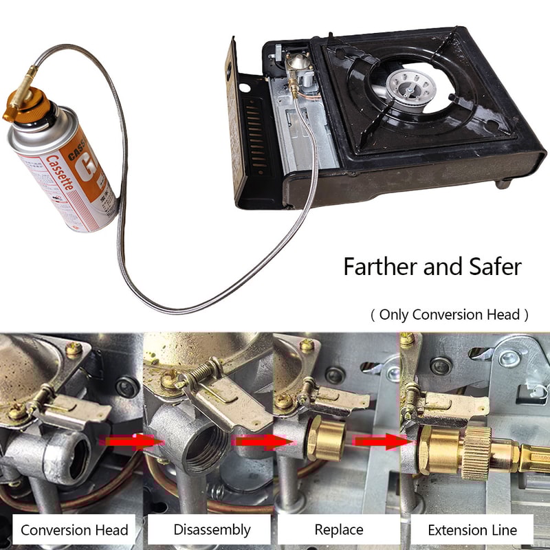 Outdoor Camping Gas Stove Adapter Cassette Stove Conversion Head With Extension Link 2