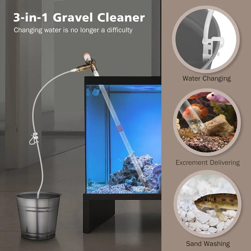 Adjustable Aquarium Gravel Cleaner Press Type Siphon Pump Kit 5