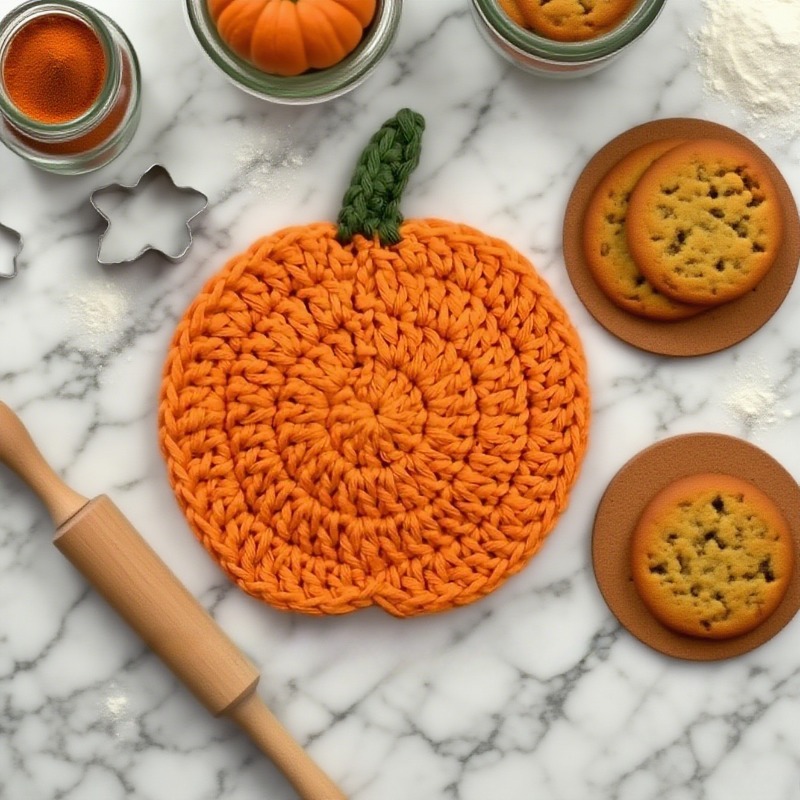 Handmade Halloween Pumpkin Coasters Heat Resistant Drink Mats For Dining 2
