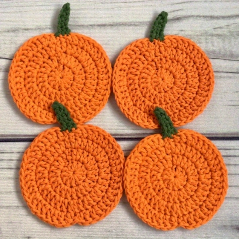 Handmade Halloween Pumpkin Coasters Heat Resistant Drink Mats For Dining 5