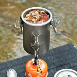 titanium camping pot ultralight backpacking cookware and portable rice steamer mug