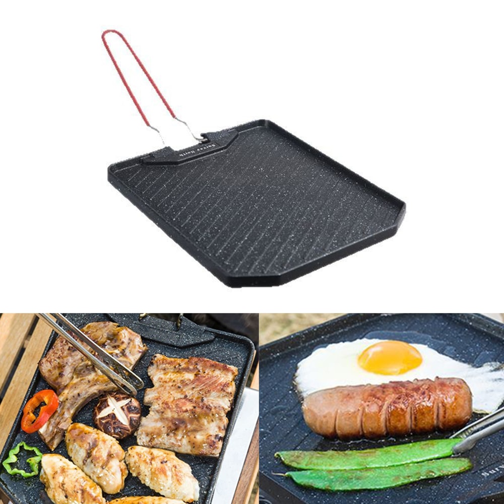 Portable Camping Grill Pan Non Stick Barbecue Pan For Cassette Stove Outdoor Cooking 1