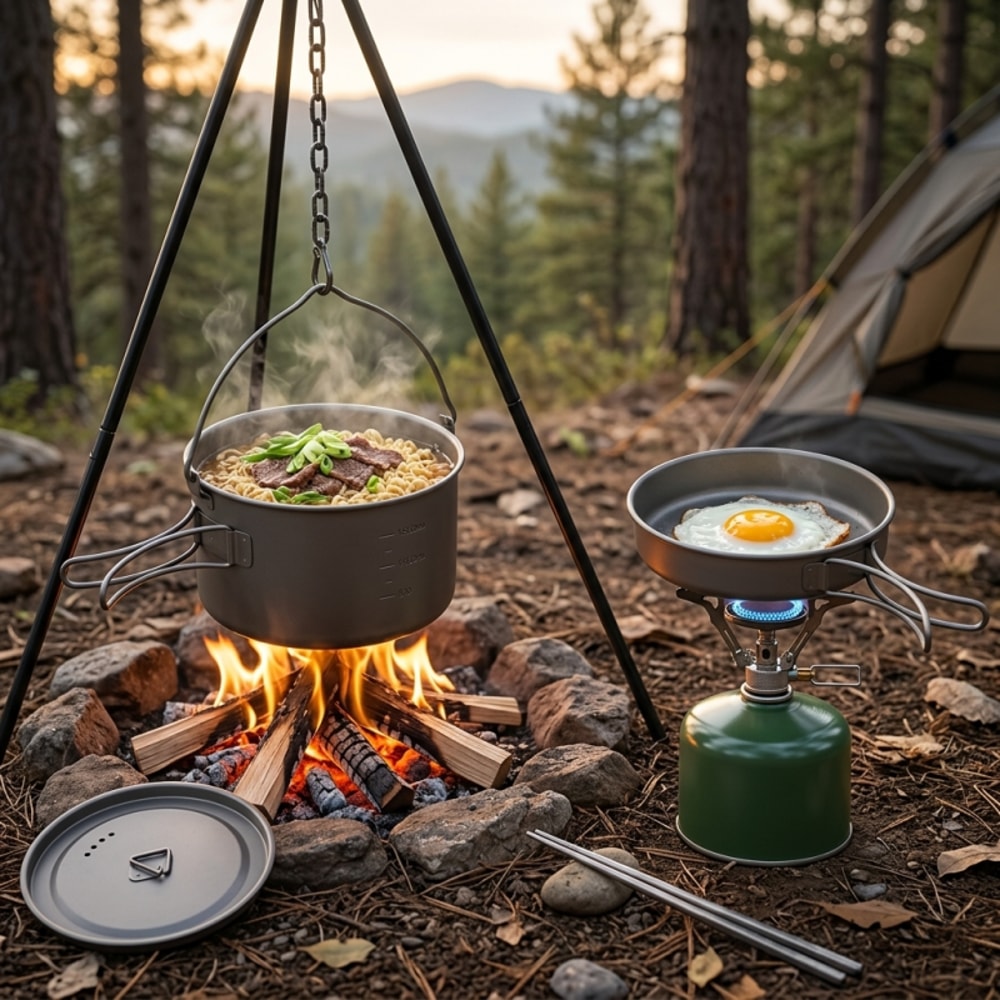 Camping Cookware Set Ultra Lightweight Pot & Pan for Backpacking Hiking Cooking