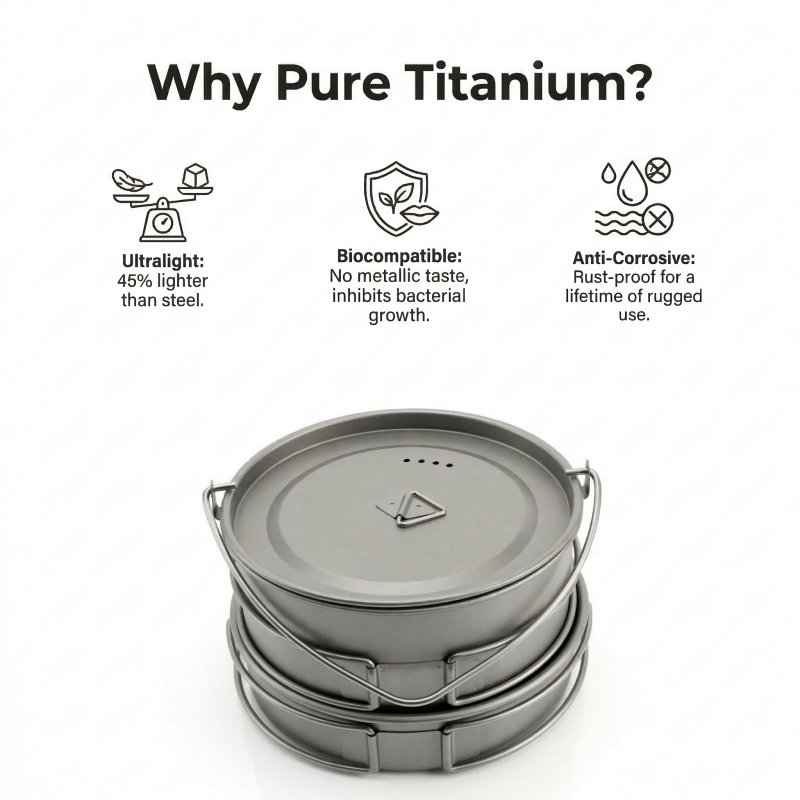 Camping Cookware Set Ultra Lightweight Pot & Pan for Backpacking Hiking Cooking