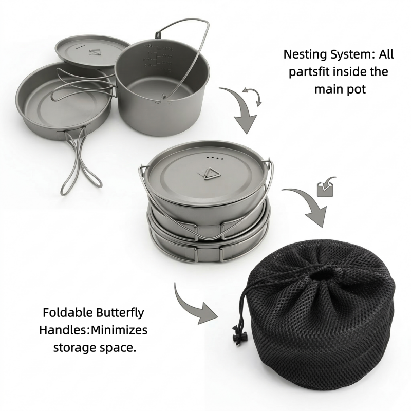 Camping Cookware Set Ultra Lightweight Pot & Pan for Backpacking Hiking Cooking