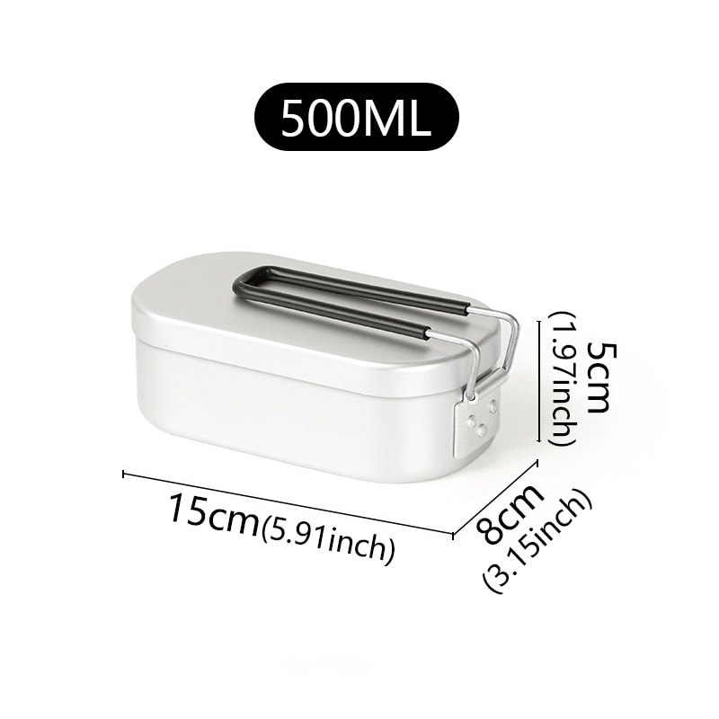 Portable Aluminum Camping Bento Box Mess Kit With Foldable Handles 4