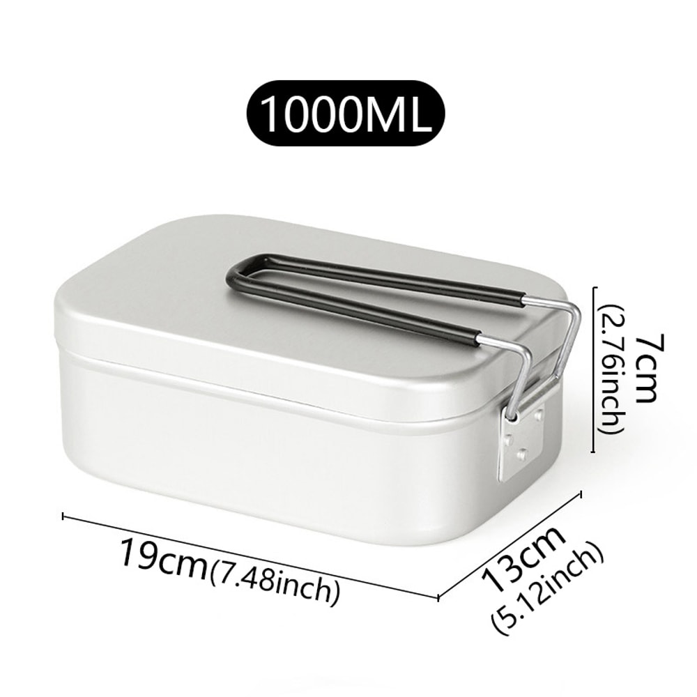 Portable Aluminum Camping Bento Box Mess Kit With Foldable Handles 5