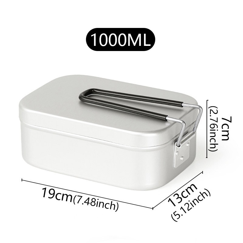Portable Aluminum Camping Bento Box Mess Kit With Foldable Handles 5