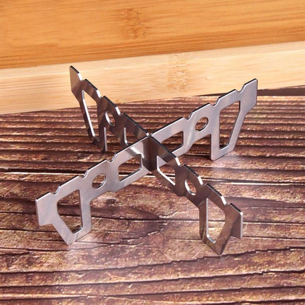 High Efficiency Titanium Camping Stove StandFoldable Cross Rack For Outdoor Cooking Gear 2