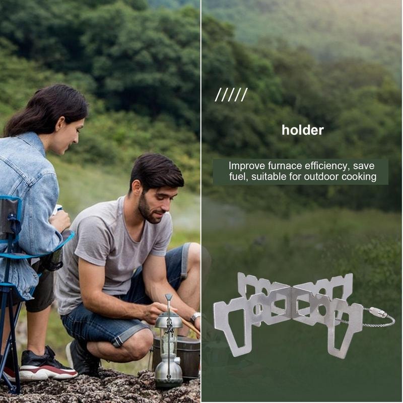 High Efficiency Titanium Camping Stove StandFoldable Cross Rack For Outdoor Cooking Gear 5
