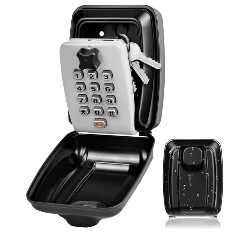 Wall Mounted Key Lock Box Waterproof Outdoor Key Safe With Combination Lock 4