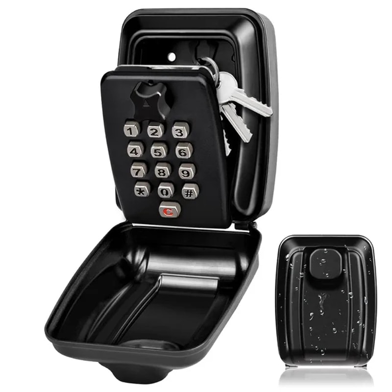 Wall Mounted Key Lock Box Waterproof Outdoor Key Safe With Combination Lock 7