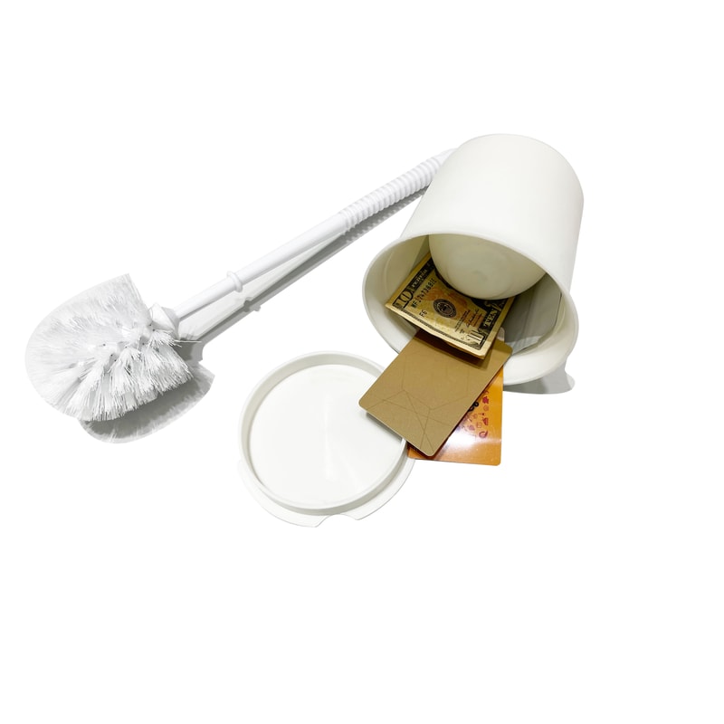 Toilet Brush Safe Stash Box with Smell Proof Bag for Valuables Storage