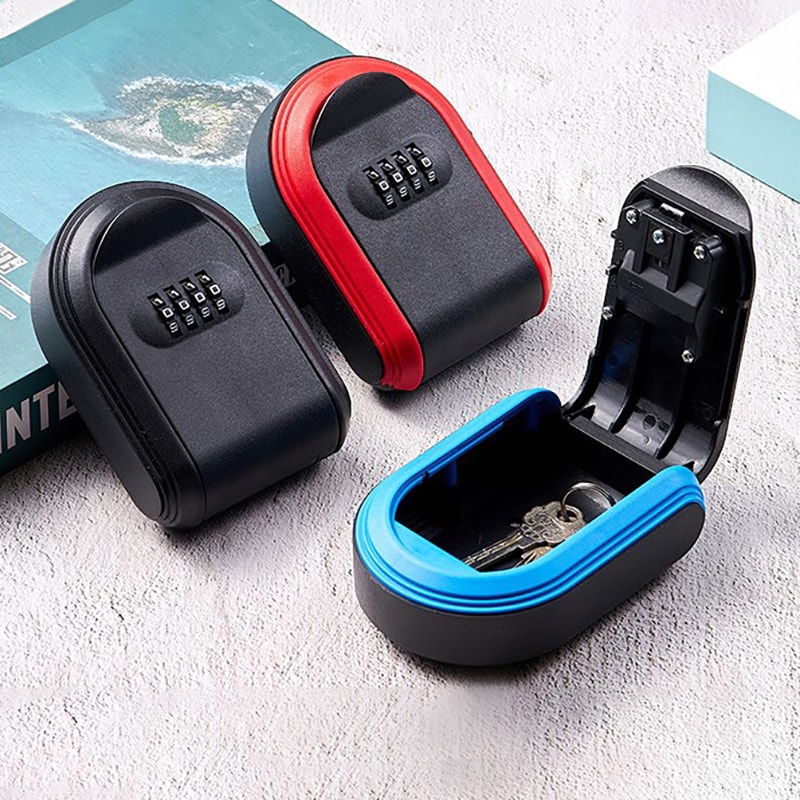 Wall Mounted Key Lock Box Safe with Digit Code Secure Outdoor Key Storage Organizer