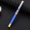 Blue Hollow Sculpted Fountain Pen Luxury Metal Calligraphy Writing Pen 1