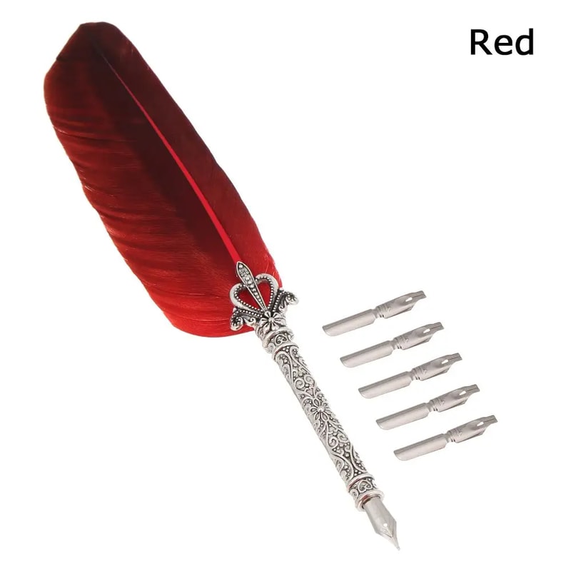 Vintage Feather Dip Pen Set For Calligraphy Writing And Signature Art 4
