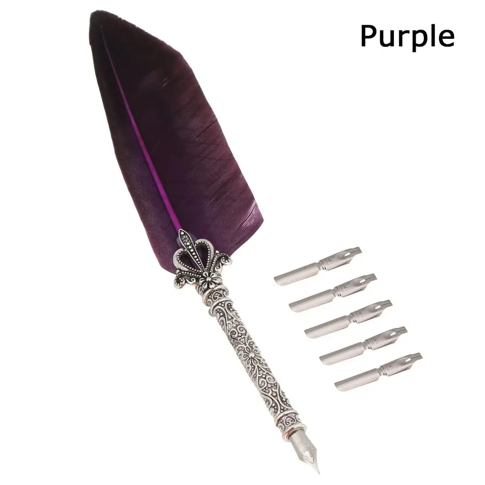 Vintage Feather Dip Pen Set For Calligraphy Writing And Signature Art 7