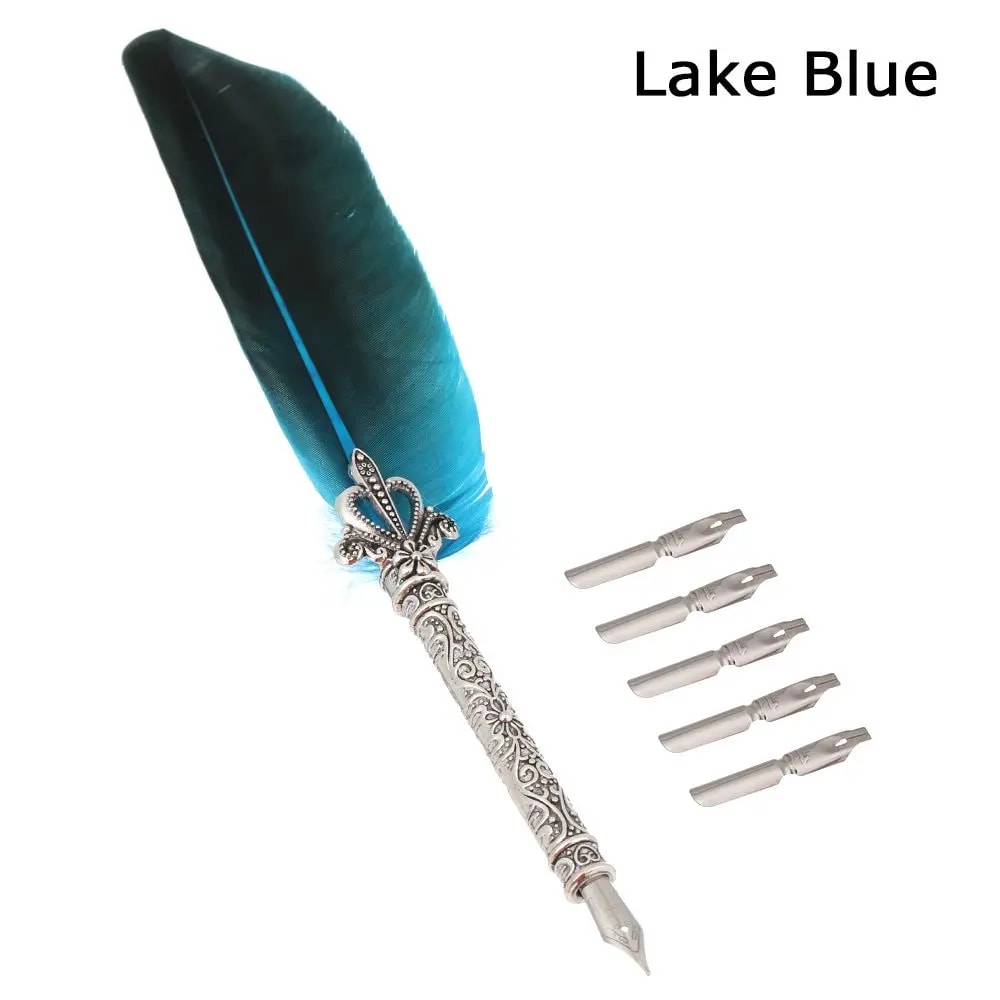 Vintage Feather Dip Pen Set For Calligraphy Writing And Signature Art 3