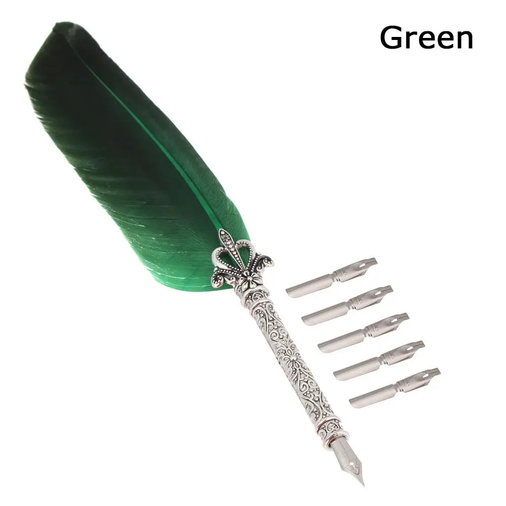 Vintage Feather Dip Pen Set For Calligraphy Writing And Signature Art 11