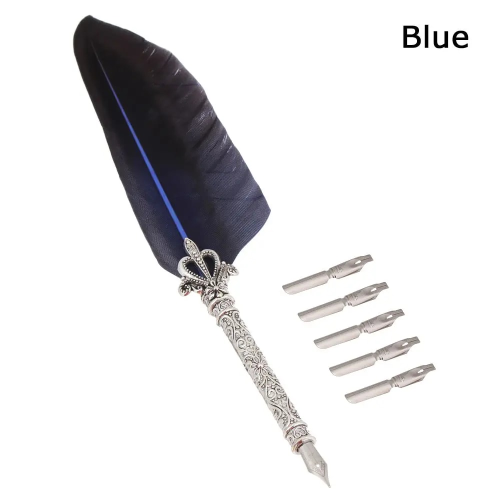 Vintage Feather Dip Pen Set For Calligraphy Writing And Signature Art 9