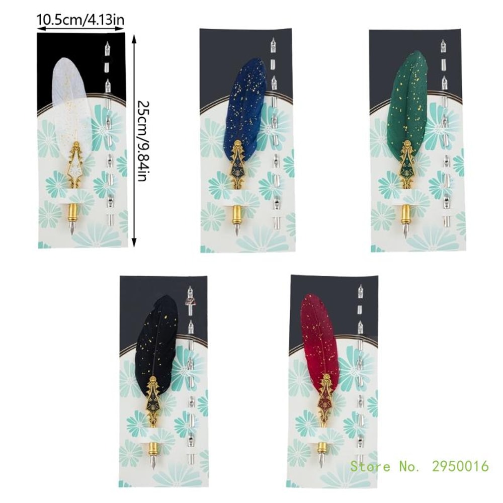 Vintage Feather Calligraphy Pen Set With Nibs For Elegant Writing And Art 2