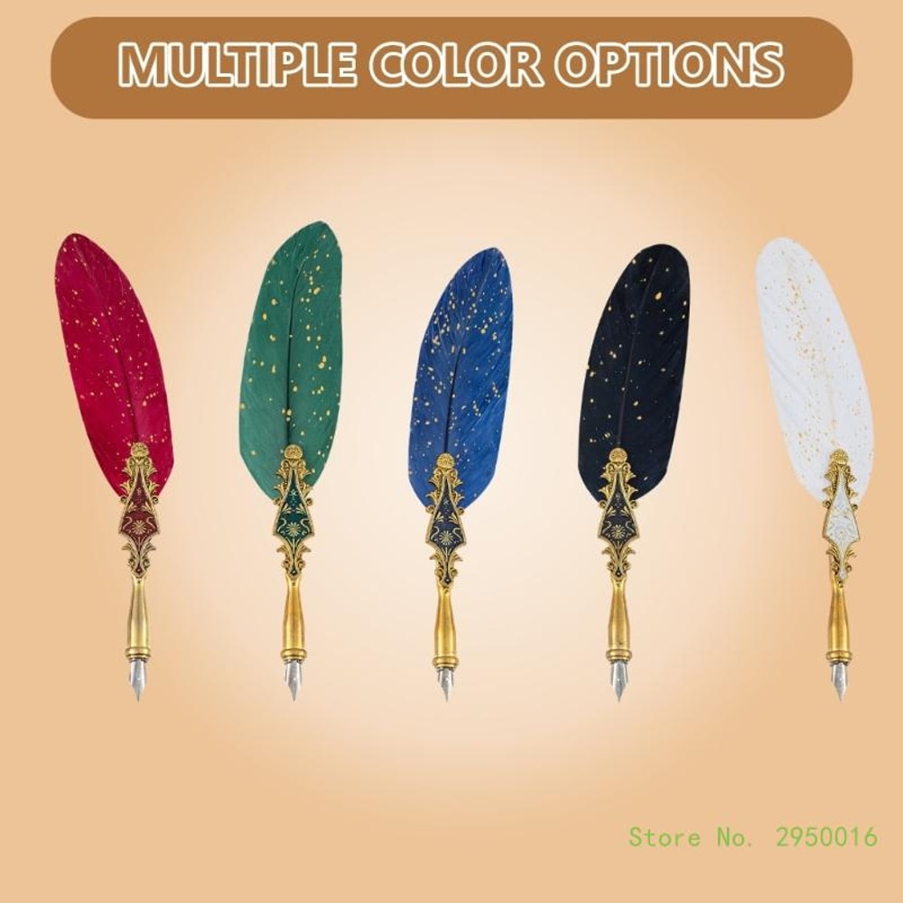 Vintage Feather Calligraphy Pen Set With Nibs For Elegant Writing And Art 3