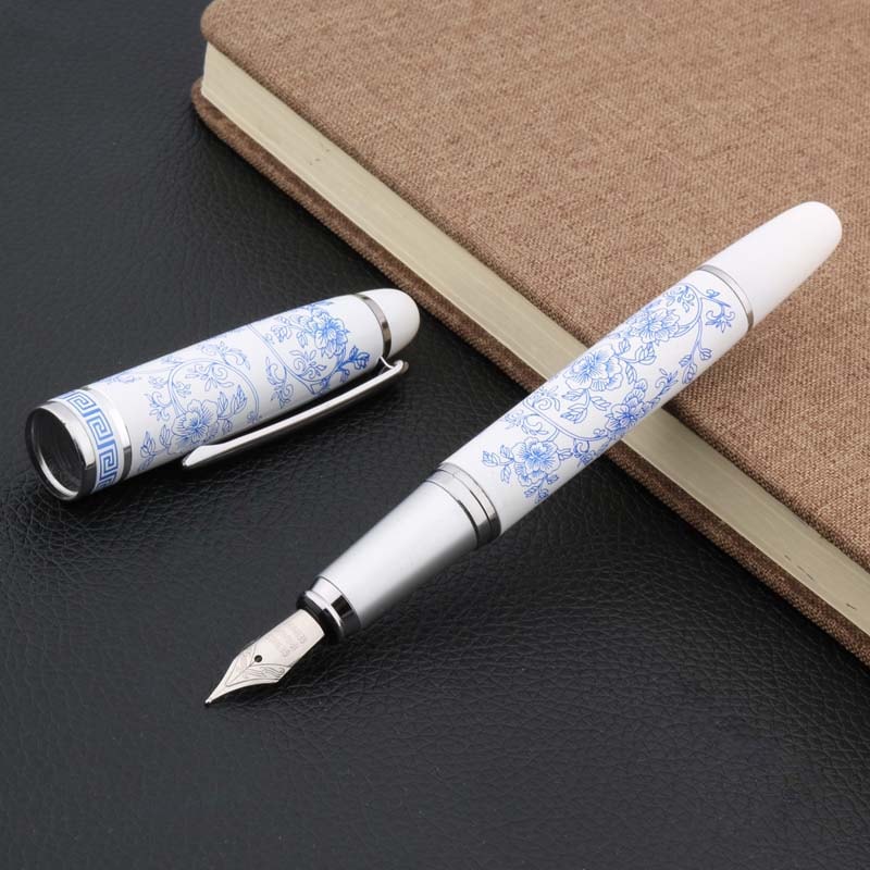 Blue White Porcelain Fountain Pen Medium Nib Elegant Writing Pen 1
