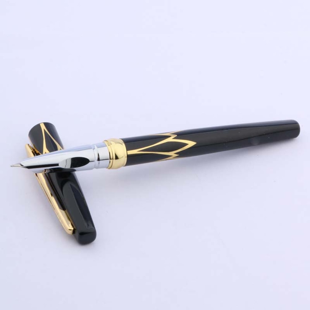 Luxury Fountain Pen With Gold Trim Fine Nib Elegant Writing Gift Pen 9