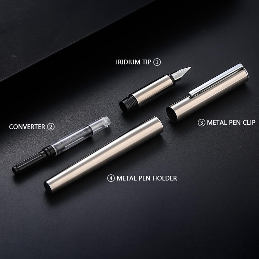 Extra Fine Nib Fountain Pen Stainless Steel Black Luxury Writing Pen For Office And Calligraphy 4