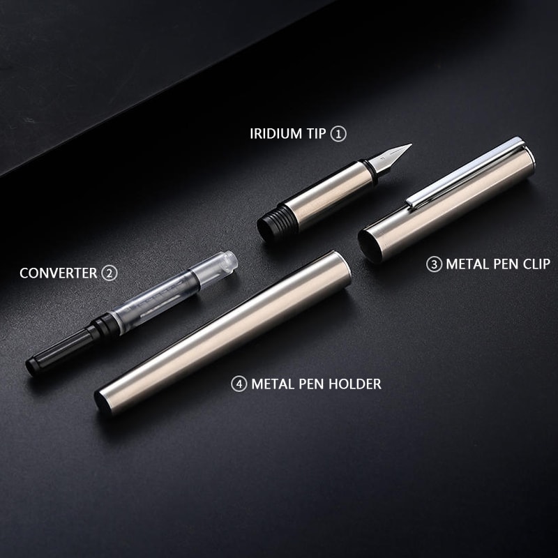 Extra Fine Nib Fountain Pen Stainless Steel Black Luxury Writing Pen For Office And Calligraphy 4