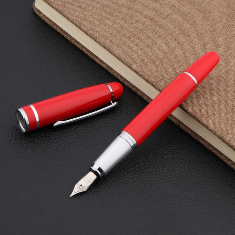 Luxury Red Fountain Pen Medium Nib Elegant Calligraphy Writing Gift Pen 3