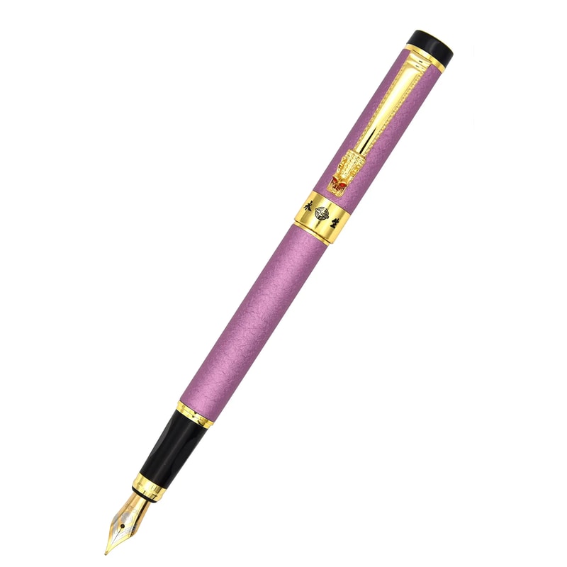 Luxury Crystal Fountain Pen With Gold Finish Medium Nib Signature Writing Pen 9