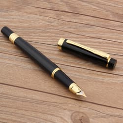 luxury metal fountain pen golden black medium nib writing gift